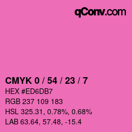 カラーコード: CMYK 0 / 54 / 23 / 7 | qconv.com