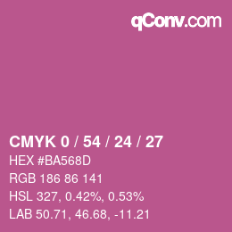 カラーコード: CMYK 0 / 54 / 24 / 27 | qconv.com