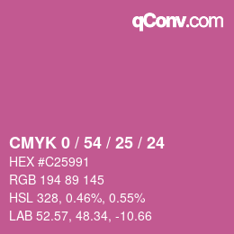 カラーコード: CMYK 0 / 54 / 25 / 24 | qconv.com