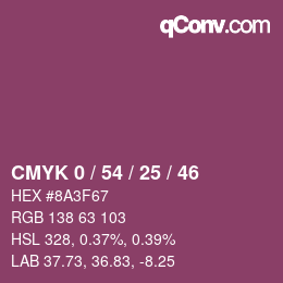 カラーコード: CMYK 0 / 54 / 25 / 46 | qconv.com