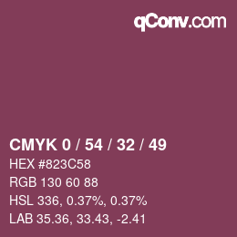 カラーコード: CMYK 0 / 54 / 32 / 49 | qconv.com