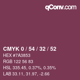 カラーコード: CMYK 0 / 54 / 32 / 52 | qconv.com