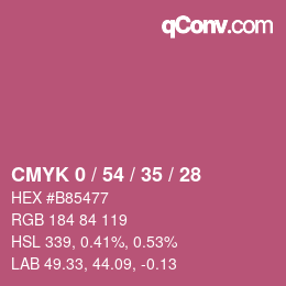 カラーコード: CMYK 0 / 54 / 35 / 28 | qconv.com