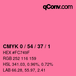 カラーコード: CMYK 0 / 54 / 37 / 1 | qconv.com