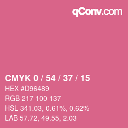 カラーコード: CMYK 0 / 54 / 37 / 15 | qconv.com