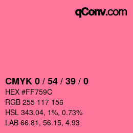 カラーコード: CMYK 0 / 54 / 39 / 0 | qconv.com