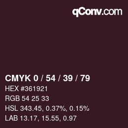 颜色代码: CMYK 0 / 54 / 39 / 79 | qconv.com