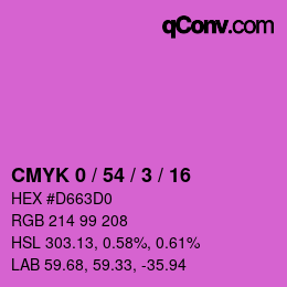カラーコード: CMYK 0 / 54 / 3 / 16 | qconv.com