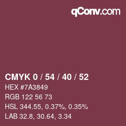 Color code: CMYK 0 / 54 / 40 / 52 | qconv.com