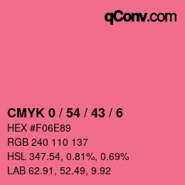 Code couleur: CMYK 0 / 54 / 43 / 6 | qconv.com