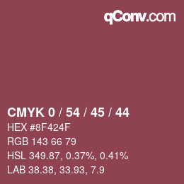 カラーコード: CMYK 0 / 54 / 45 / 44 | qconv.com