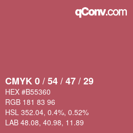 颜色代码: CMYK 0 / 54 / 47 / 29 | qconv.com