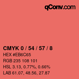 カラーコード: CMYK 0 / 54 / 57 / 8 | qconv.com