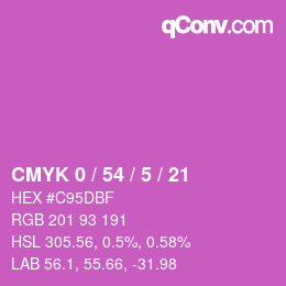 カラーコード: CMYK 0 / 54 / 5 / 21 | qconv.com