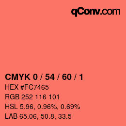 カラーコード: CMYK 0 / 54 / 60 / 1 | qconv.com