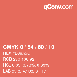 カラーコード: CMYK 0 / 54 / 60 / 10 | qconv.com