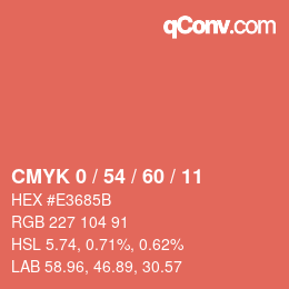 カラーコード: CMYK 0 / 54 / 60 / 11 | qconv.com