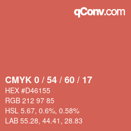 カラーコード: CMYK 0 / 54 / 60 / 17 | qconv.com