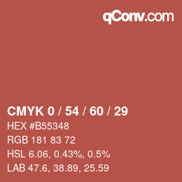 カラーコード: CMYK 0 / 54 / 60 / 29 | qconv.com