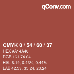 カラーコード: CMYK 0 / 54 / 60 / 37 | qconv.com