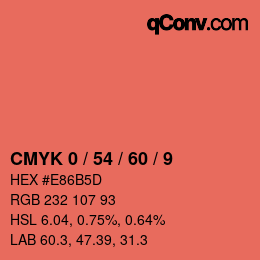 カラーコード: CMYK 0 / 54 / 60 / 9 | qconv.com