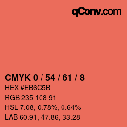 カラーコード: CMYK 0 / 54 / 61 / 8 | qconv.com