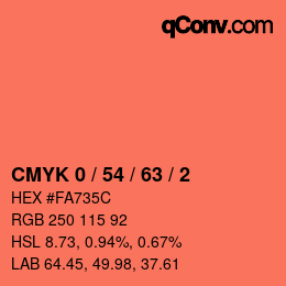 Código de color: CMYK 0 / 54 / 63 / 2 | qconv.com