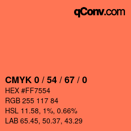 カラーコード: CMYK 0 / 54 / 67 / 0 | qconv.com