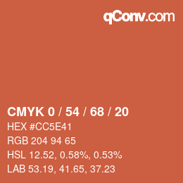 Farbcode: CMYK 0 / 54 / 68 / 20 | qconv.com