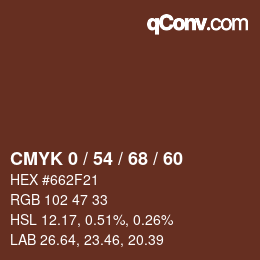 カラーコード: CMYK 0 / 54 / 68 / 60 | qconv.com