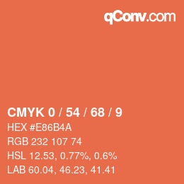カラーコード: CMYK 0 / 54 / 68 / 9 | qconv.com