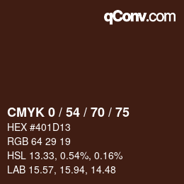 Color code: CMYK 0 / 54 / 70 / 75 | qconv.com
