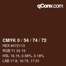 Color code: CMYK 0 / 54 / 74 / 72 | qconv.com