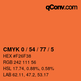 颜色代码: CMYK 0 / 54 / 77 / 5 | qconv.com