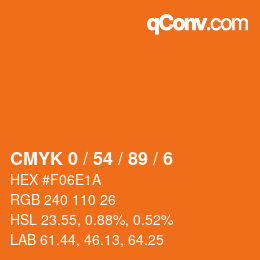 颜色代码: CMYK 0 / 54 / 89 / 6 | qconv.com