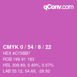 カラーコード: CMYK 0 / 54 / 8 / 22 | qconv.com