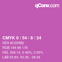 Farbcode: CMYK 0 / 54 / 8 / 24 | qconv.com