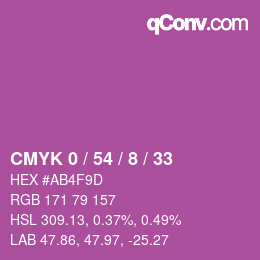 颜色代码: CMYK 0 / 54 / 8 / 33 | qconv.com