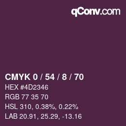 カラーコード: CMYK 0 / 54 / 8 / 70 | qconv.com