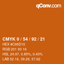 カラーコード: CMYK 0 / 54 / 92 / 21 | qconv.com