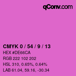 カラーコード: CMYK 0 / 54 / 9 / 13 | qconv.com