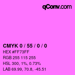 カラーコード: CMYK 0 / 55 / 0 / 0 | qconv.com