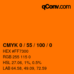 颜色代码: CMYK 0 / 55 / 100 / 0 | qconv.com