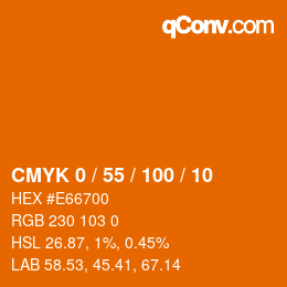 Código de color: CMYK 0 / 55 / 100 / 10 | qconv.com