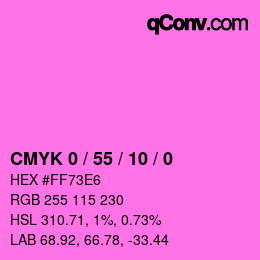カラーコード: CMYK 0 / 55 / 10 / 0 | qconv.com