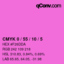 カラーコード: CMYK 0 / 55 / 10 / 5 | qconv.com