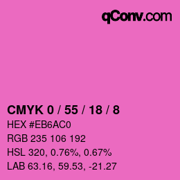 カラーコード: CMYK 0 / 55 / 18 / 8 | qconv.com
