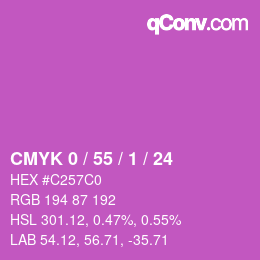 カラーコード: CMYK 0 / 55 / 1 / 24 | qconv.com