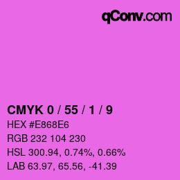 カラーコード: CMYK 0 / 55 / 1 / 9 | qconv.com