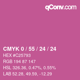 カラーコード: CMYK 0 / 55 / 24 / 24 | qconv.com